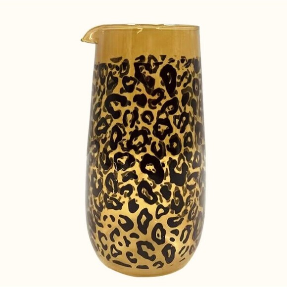 Old East Main Other - Cheetah Print Glass Pitcher Amber Leopard Pattern - New